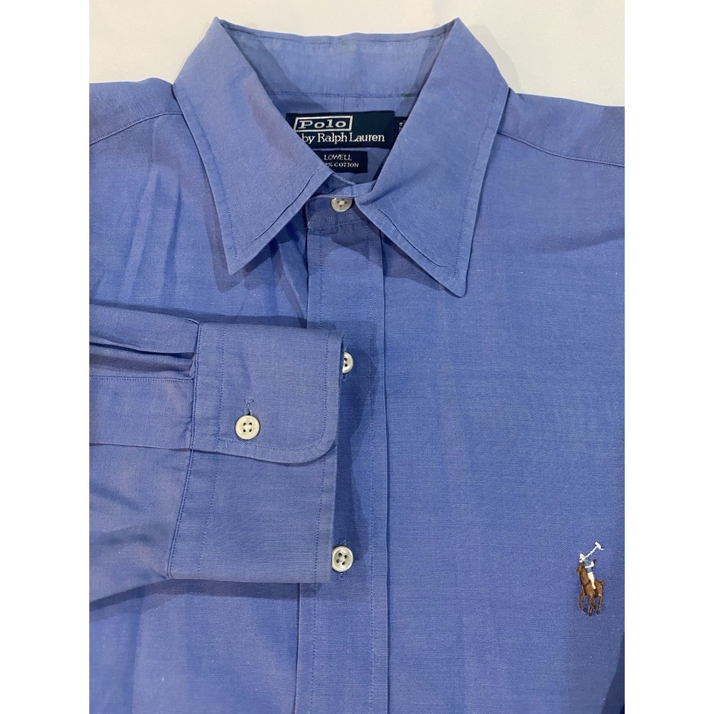 Polo Ralph Lauren Mens Size Large (16.5-34) Button Down‎ Lowell Shirt Blue